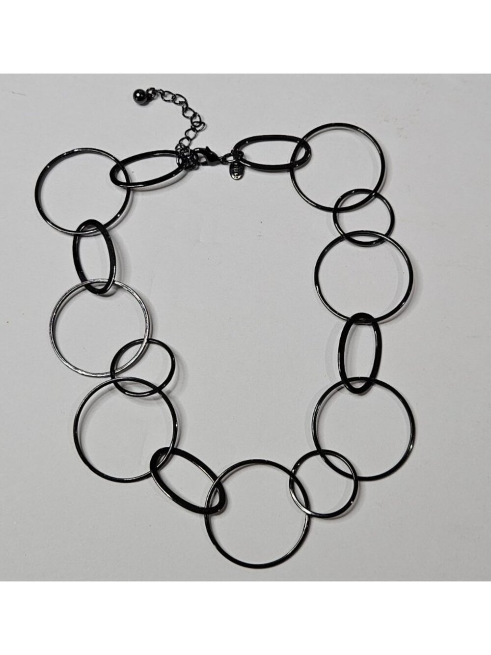 Express Gunmetal Circles Necklace 17 -20 inches Long